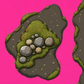 small moss patch, clustered arrangement