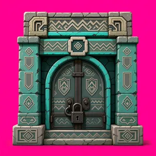 door locked, weathered