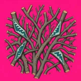 scattered twigs, clustered arrangement