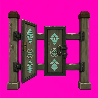 fence gate open, intact