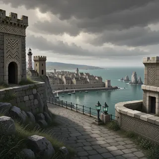 border overlook at stormy midday