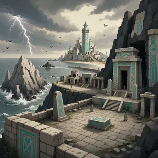 hidden shrine at stormy midday