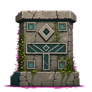 wall isolated pillar, overgrown