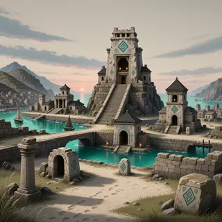 ancient landmark at dusk
