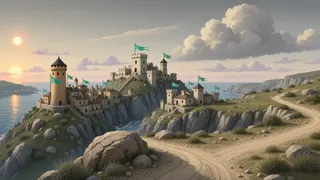 distant stronghold at daybreak
