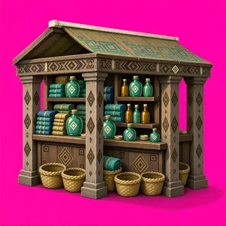 weathered market stall
