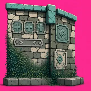 wall outer corner, overgrown