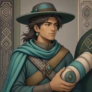 original adult merchant, calm expression