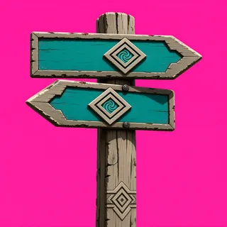 weathered wayfinding sign without text