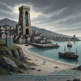 ancient landmark at overcast twilight