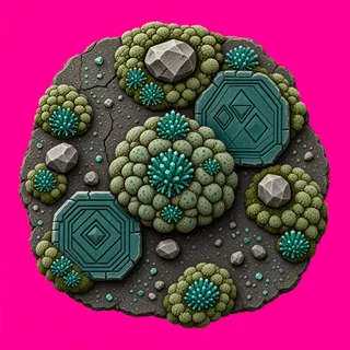 lichen patch, clustered arrangement