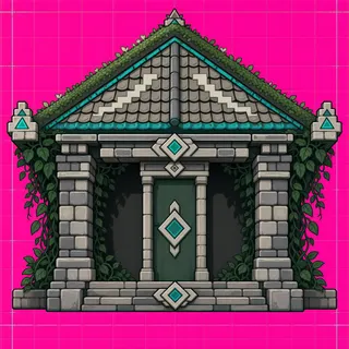 roof center, overgrown