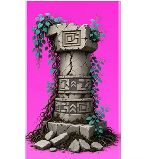 overgrown broken pillar