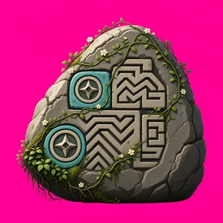 overgrown large boulder