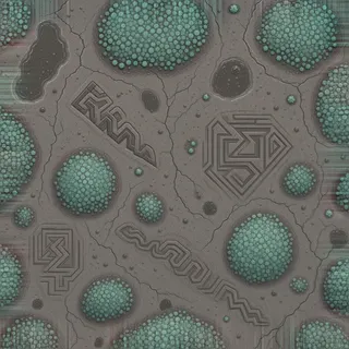 lichen-speckled wet mud