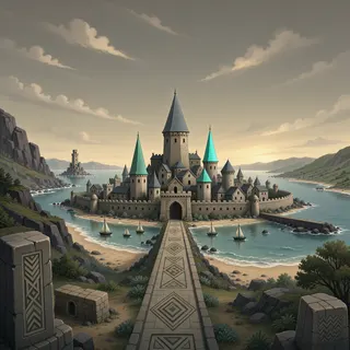 distant stronghold at dusk