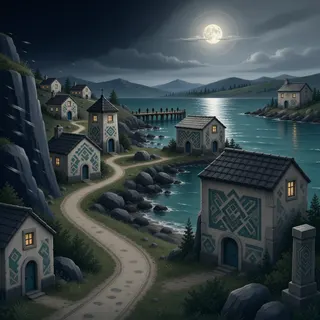 winding wilderness path at moonlit night