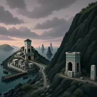 border overlook at overcast twilight