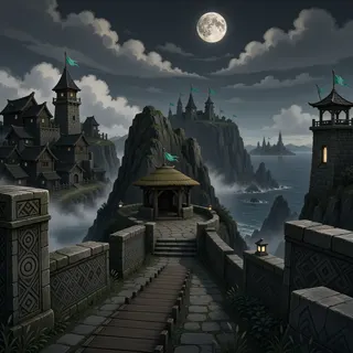 border overlook at moonlit night