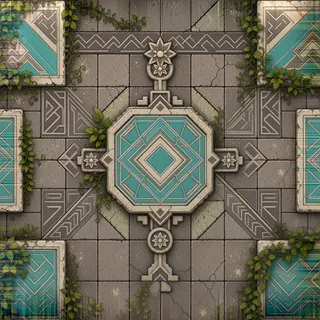 overgrown dusty tiled floor