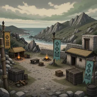 quiet camp at overcast twilight