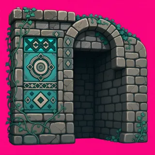 overgrown stone wall section