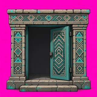 door open, intact