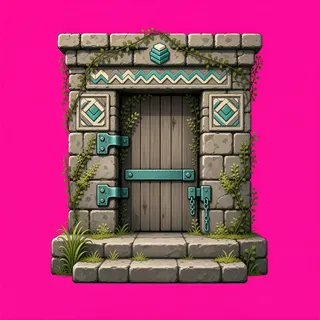 door closed, overgrown