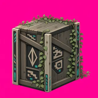 overgrown wooden crate