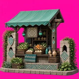 overgrown market stall
