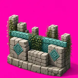 overgrown stone wall section