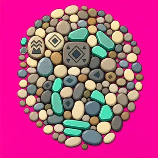 spilled pebbles, dense arrangement