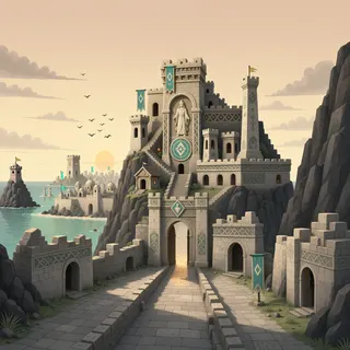 ancient landmark at dusk