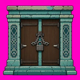 door locked, weathered