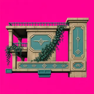 balcony platform, overgrown