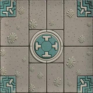 lichen-speckled dusty tiled floor