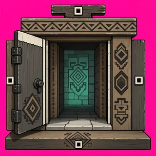 door open, weathered