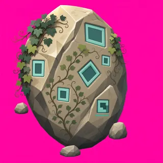 overgrown large boulder