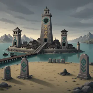 ancient landmark at overcast twilight