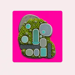 small moss patch, clustered arrangement