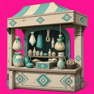 weathered market stall