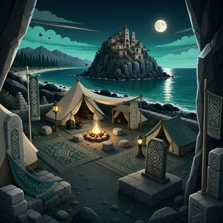 quiet camp at moonlit night