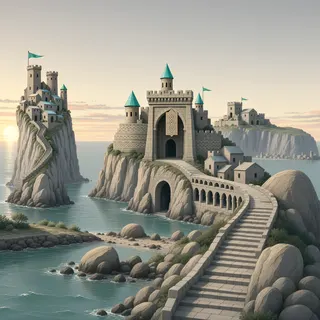 distant stronghold at daybreak