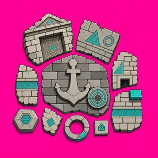 broken fragments, irregular arrangement