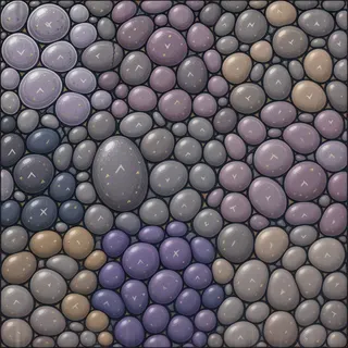 damp river pebbles