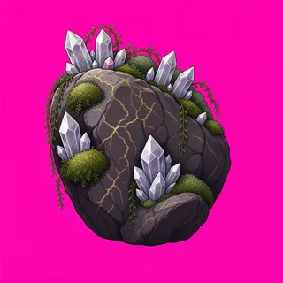 overgrown large boulder