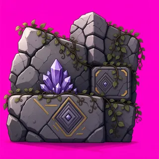 overgrown stone wall section