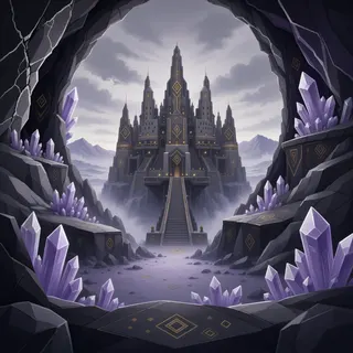 distant stronghold at overcast twilight