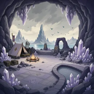 quiet camp at stormy midday