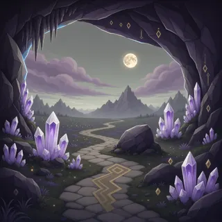 winding wilderness path at moonlit night